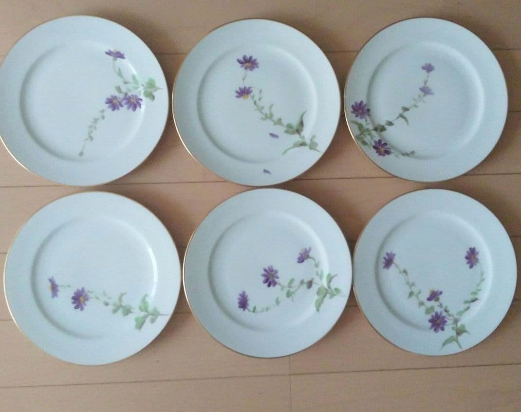 大倉陶園　金縁　皿　6枚　手描き　オークラチャイナ　OKURA　ハンドペイント