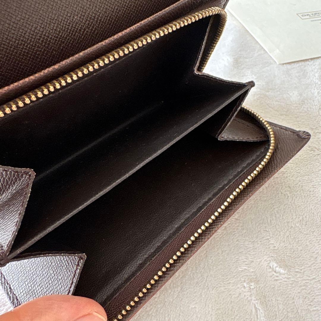 付属品付き！ルイヴィトンのL字ファスナー二つ折り財布ダミエ柄