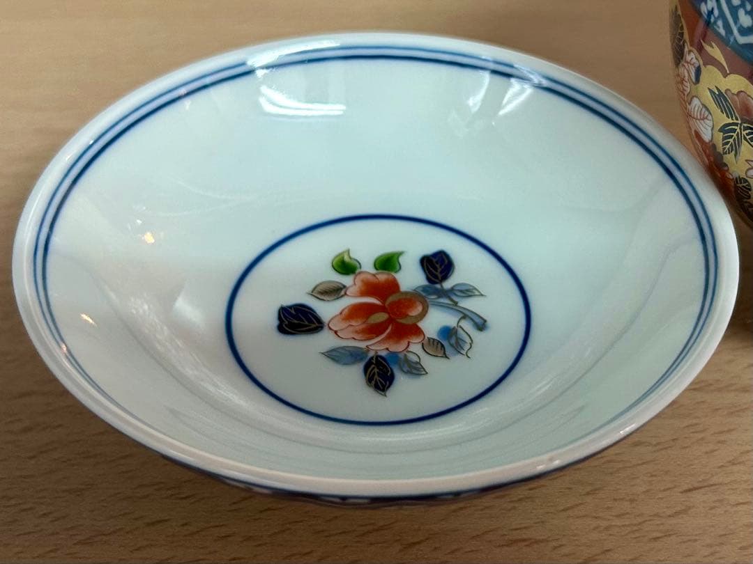 有田　日肥　其泉　極錦金彩　古伊万里蓋付碗5客　未使用