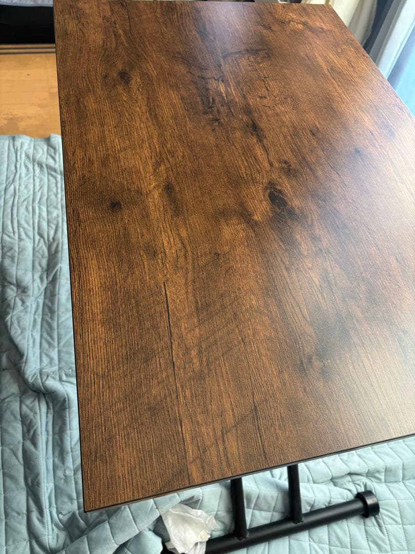 リコメン堂　昇降式テーブル　ダークブラウン 折りたたみ式　90×60 引取り限定