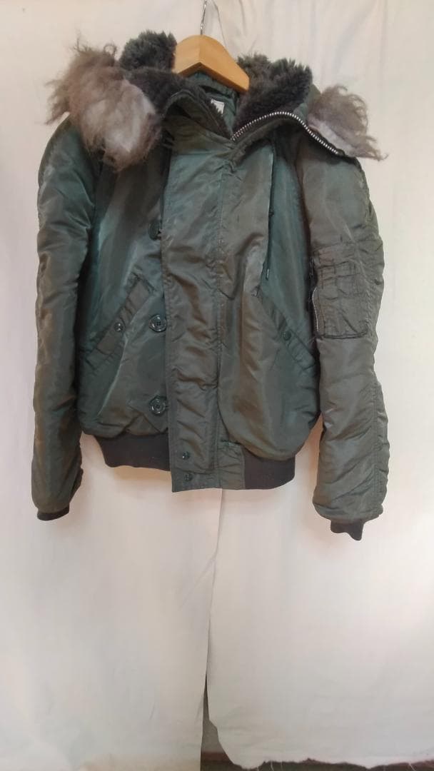 ビンテージ80年代アルファ軍物空軍N-2BナイロンフライトJKT緑IDEAL L