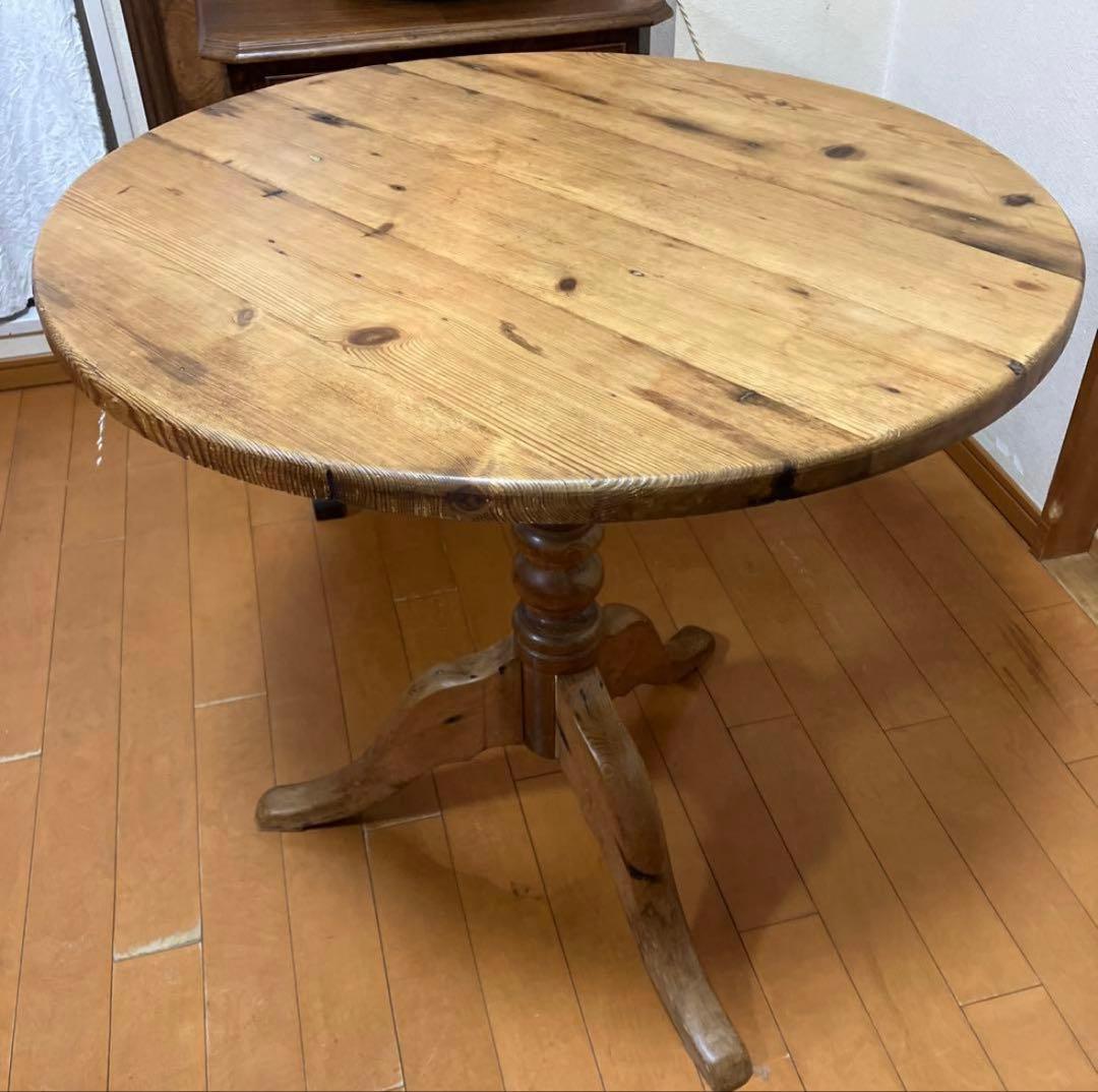 アンティーク　パイン　ラウンドテーブル オールドパイン　フランス