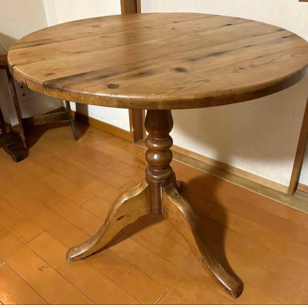 アンティーク　パイン　ラウンドテーブル オールドパイン　フランス
