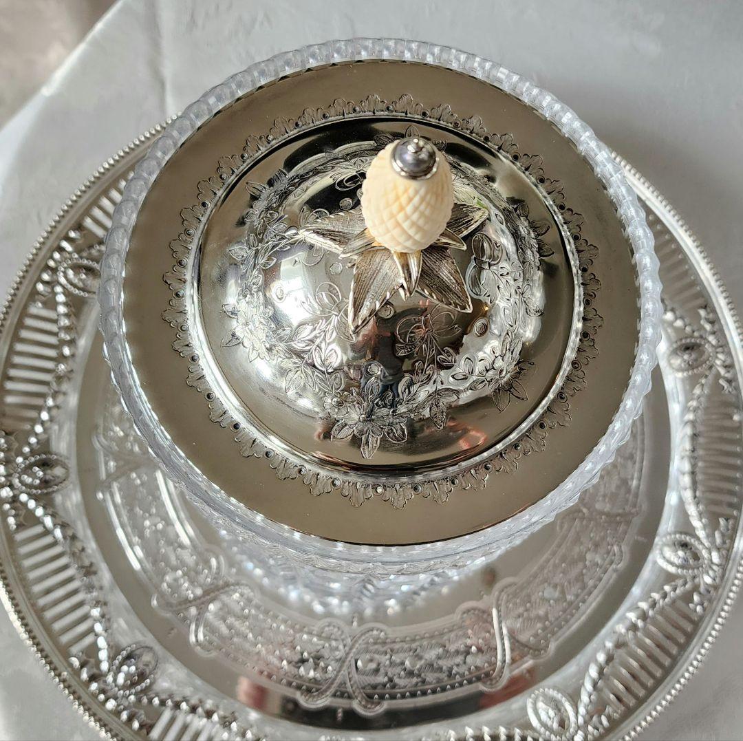 ヴィクトリアン ビスケットボックス ビスケットバレル リボン アンティーク