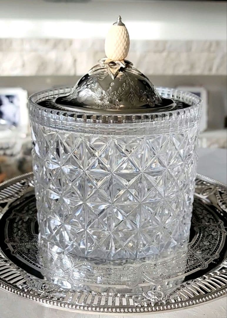 ヴィクトリアン ビスケットボックス ビスケットバレル リボン アンティーク