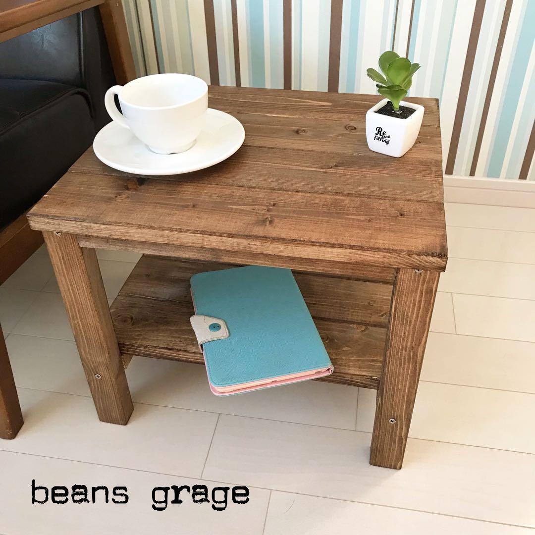 天然木 無垢ローテーブル コーヒーテーブル リビングテーブル 勉強机 棚付き