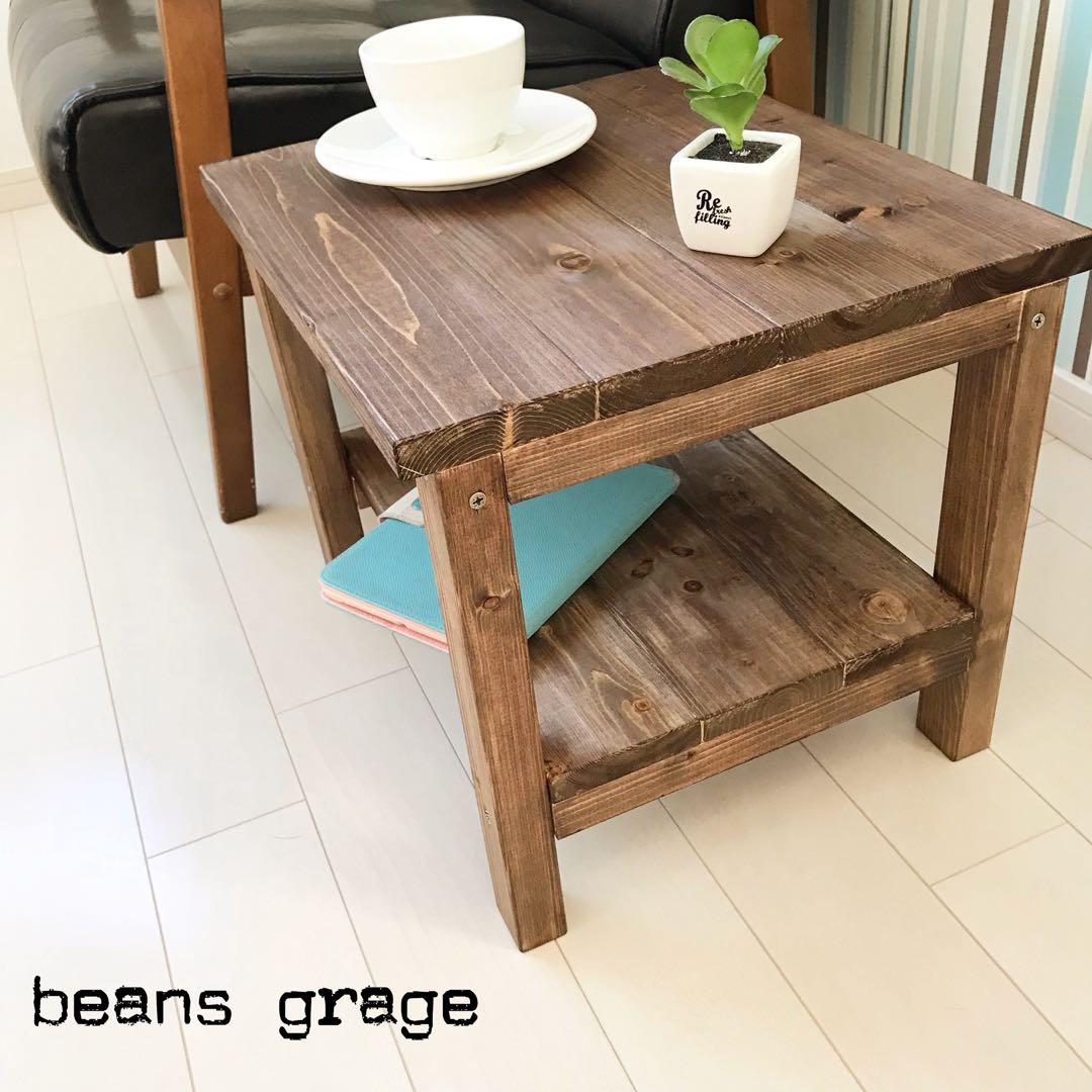天然木 無垢ローテーブル コーヒーテーブル リビングテーブル 勉強机 棚付き