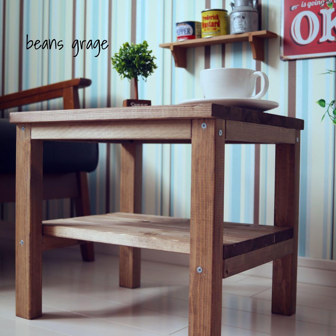 天然木 無垢ローテーブル コーヒーテーブル リビングテーブル 勉強机 棚付き