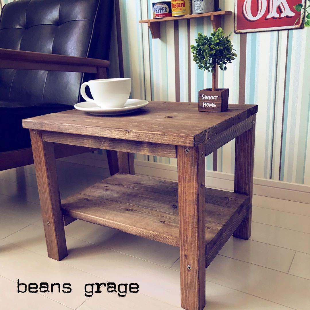 天然木 無垢ローテーブル コーヒーテーブル リビングテーブル 勉強机 棚付き