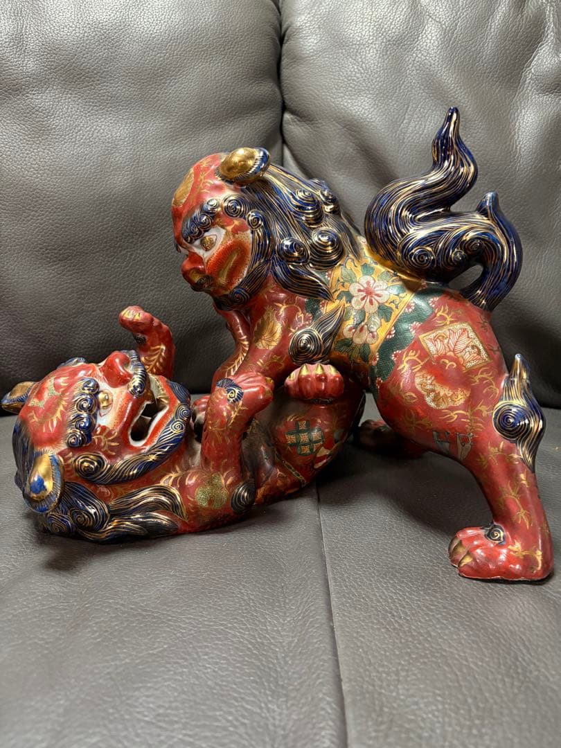 獅子　絡み獅子 戯れ獅子　置物