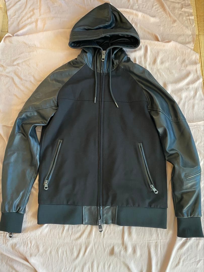 古*堂様 1piu1uguale3 レザー切替 スウェットパーカーセットアップ