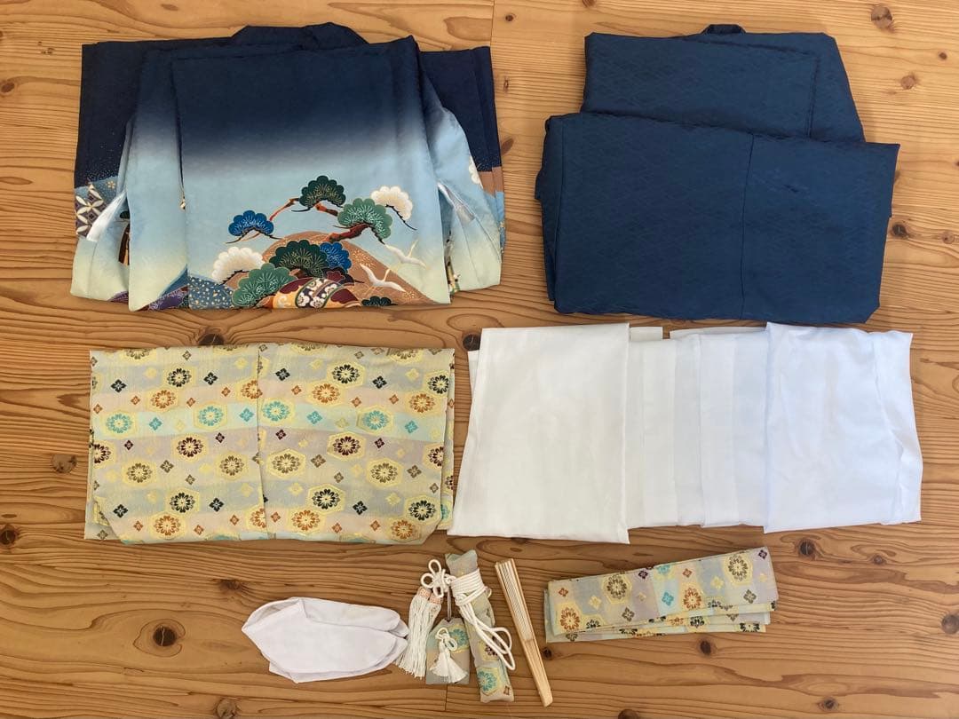 七五三　羽織、袴4点セット　小物付き　男の子　5歳