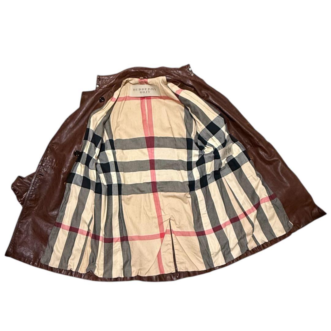 希少 バーバリーブリット レザー トレンチコート レディース US-40M-L