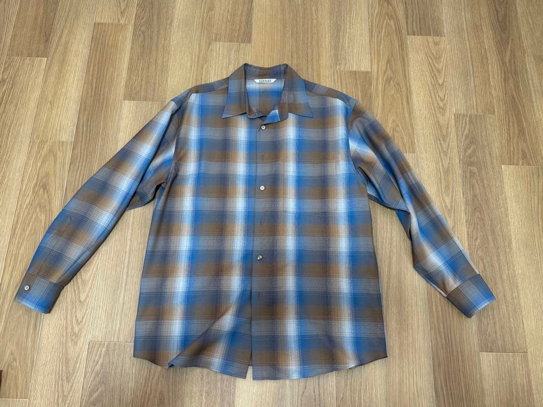 AURALEE チェックシャツ　ブラウン