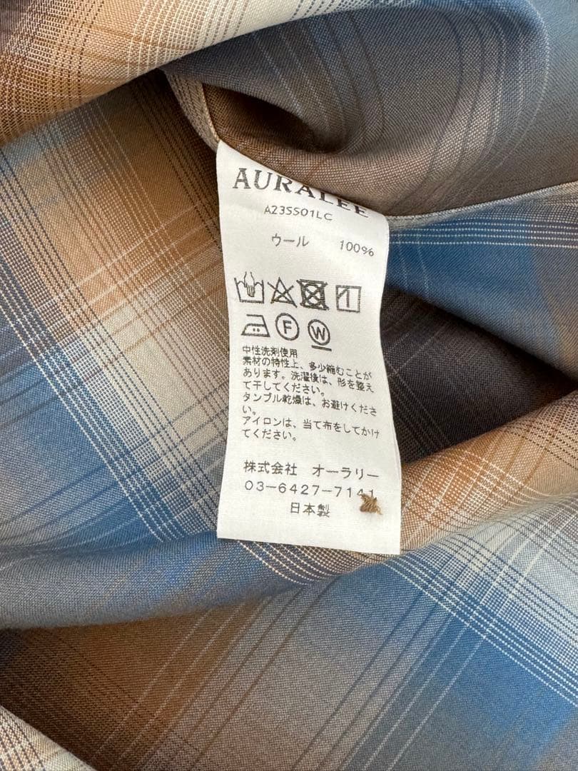 AURALEE チェックシャツ　ブラウン