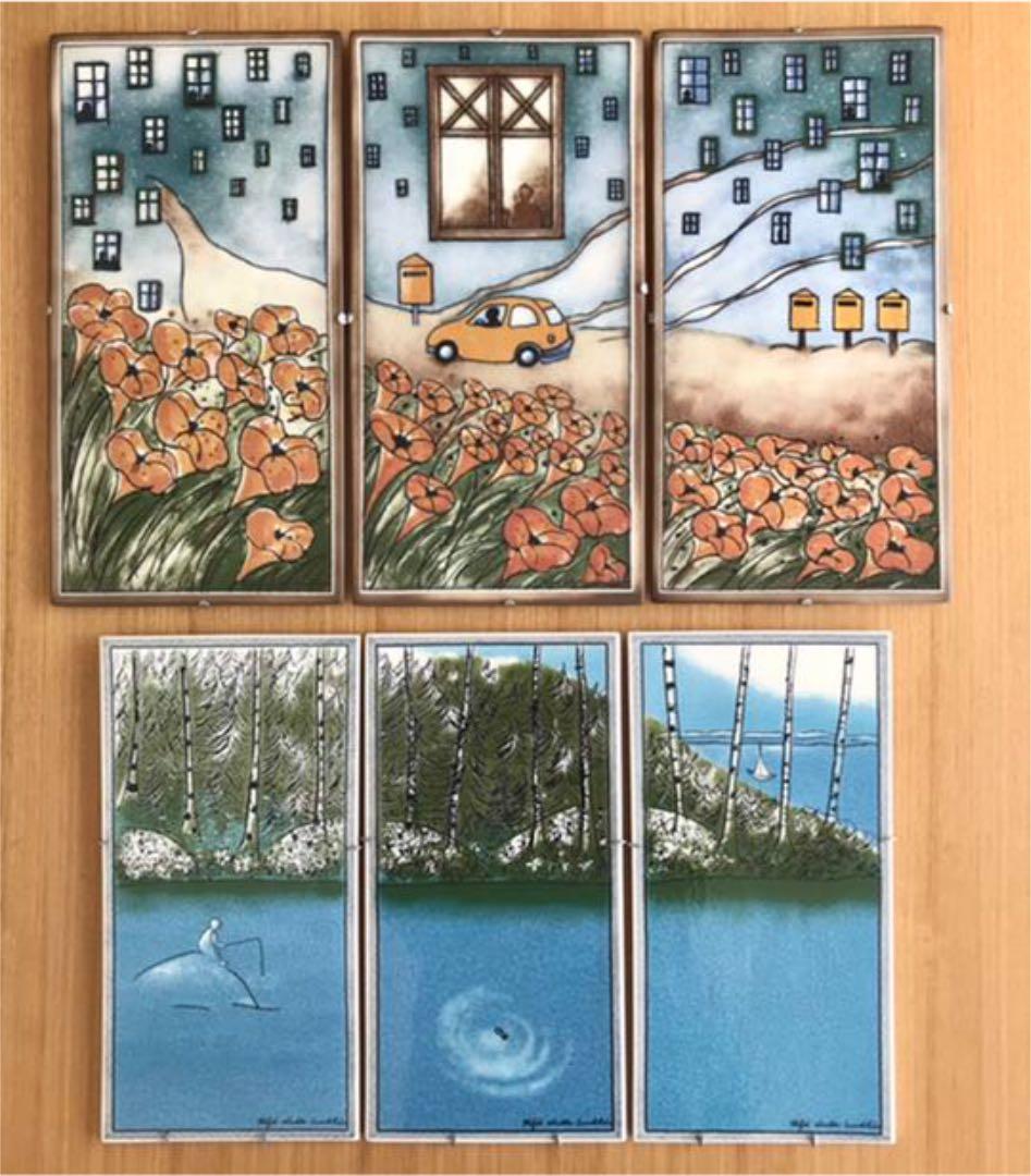 【参考画像】ARABIA ヘルヤ 3枚セット陶板画 サイズ比較用