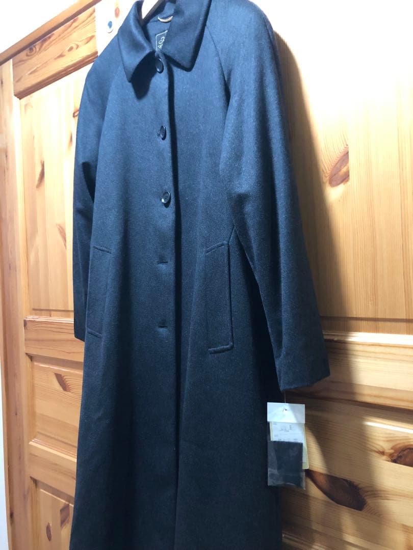 【カシミヤ100%】チャコールグレー ロングコート　13号　新品タグ付き