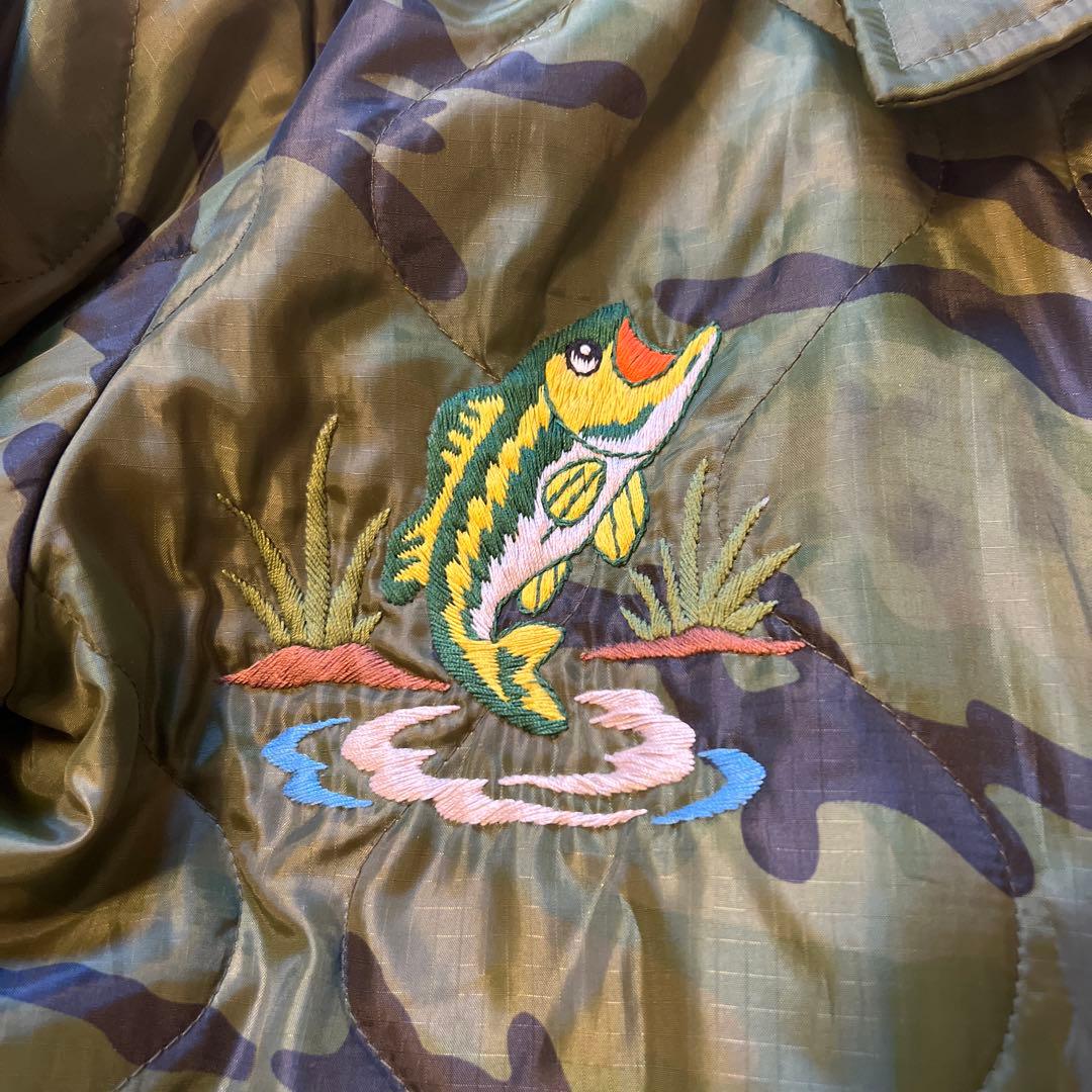 BIG JOHN キルティングジャケット ベトジャン ブラックバス 魚 迷彩