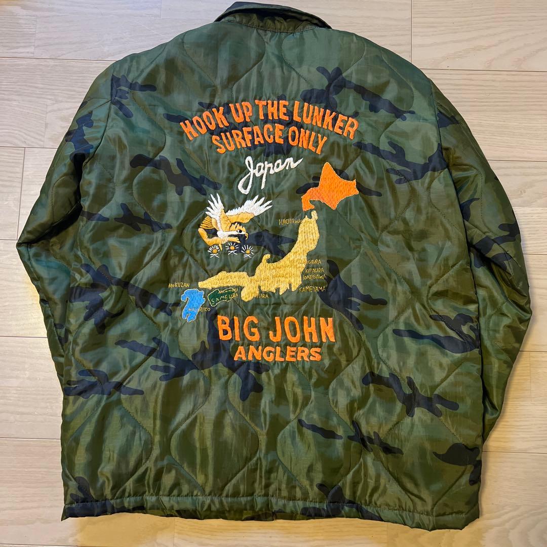 BIG JOHN キルティングジャケット ベトジャン ブラックバス 魚 迷彩