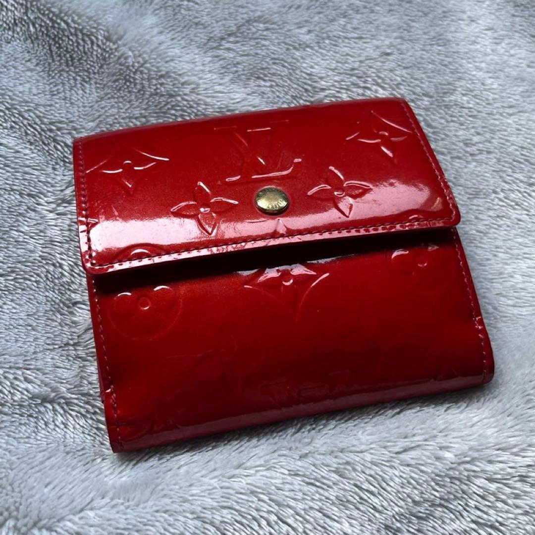 LOUIS VUITTON ルイヴィトン ヴェルニ 三つ折財布 レッド エナメル