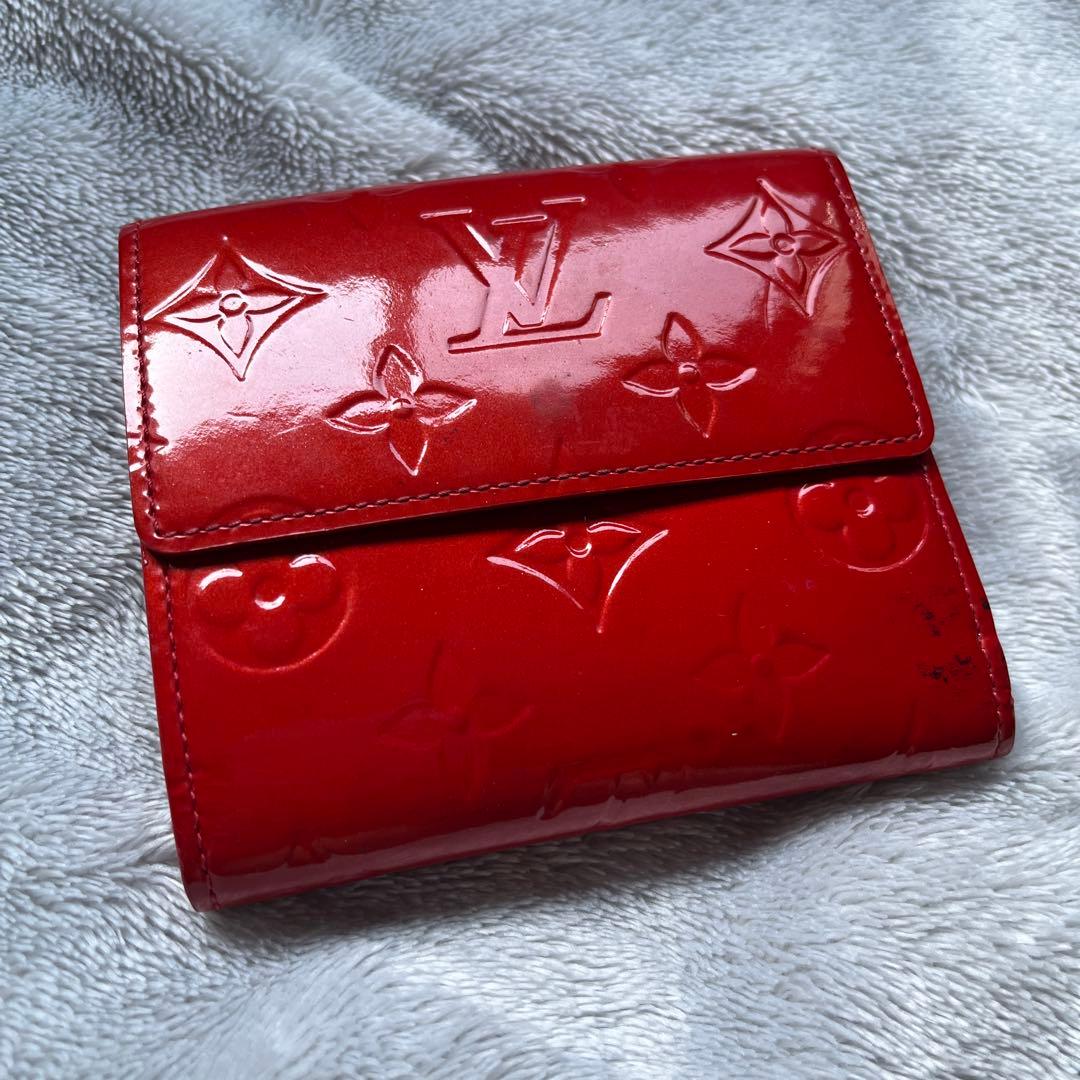 LOUIS VUITTON ルイヴィトン ヴェルニ 三つ折財布 レッド エナメル