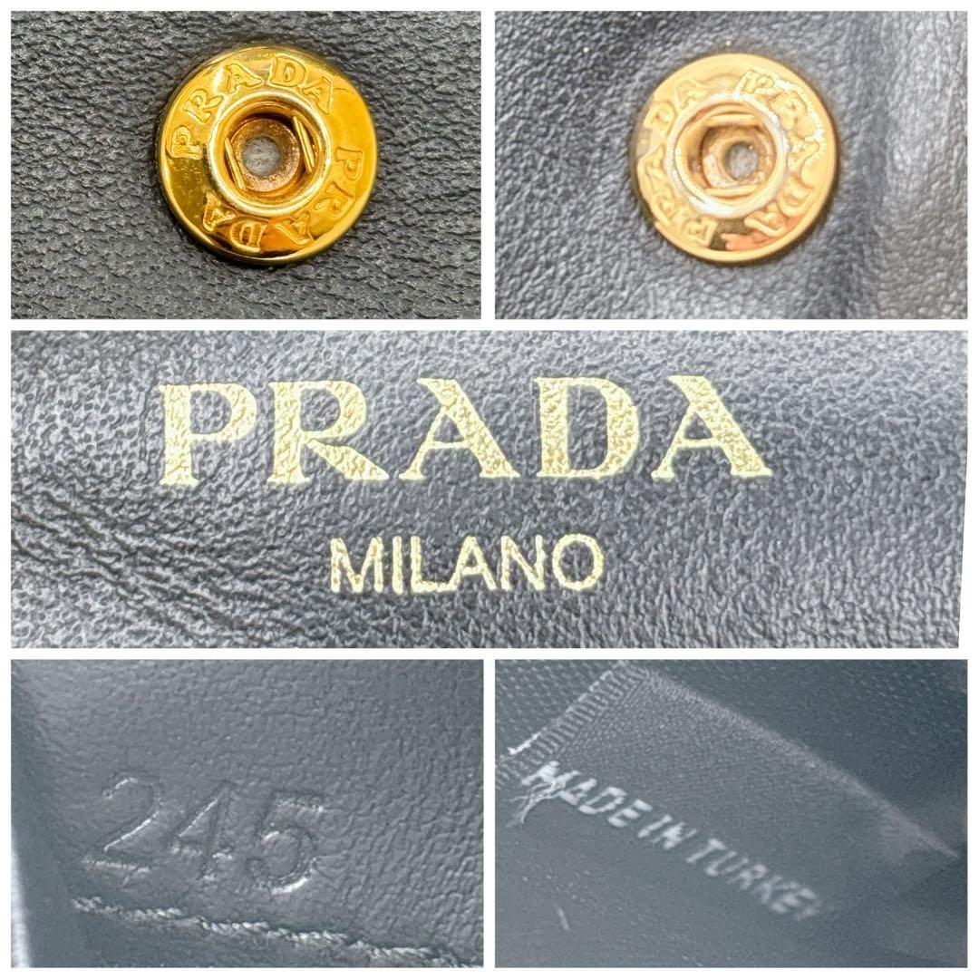 PRADA ヴィッテロムーブ 折り財布 三角ロゴ ゴールド RFID
