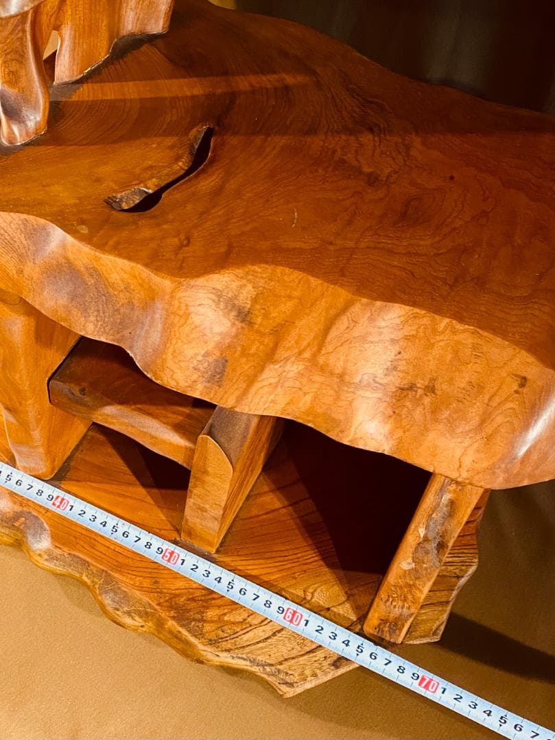 キャスター付！ケヤキ名木の飾り棚