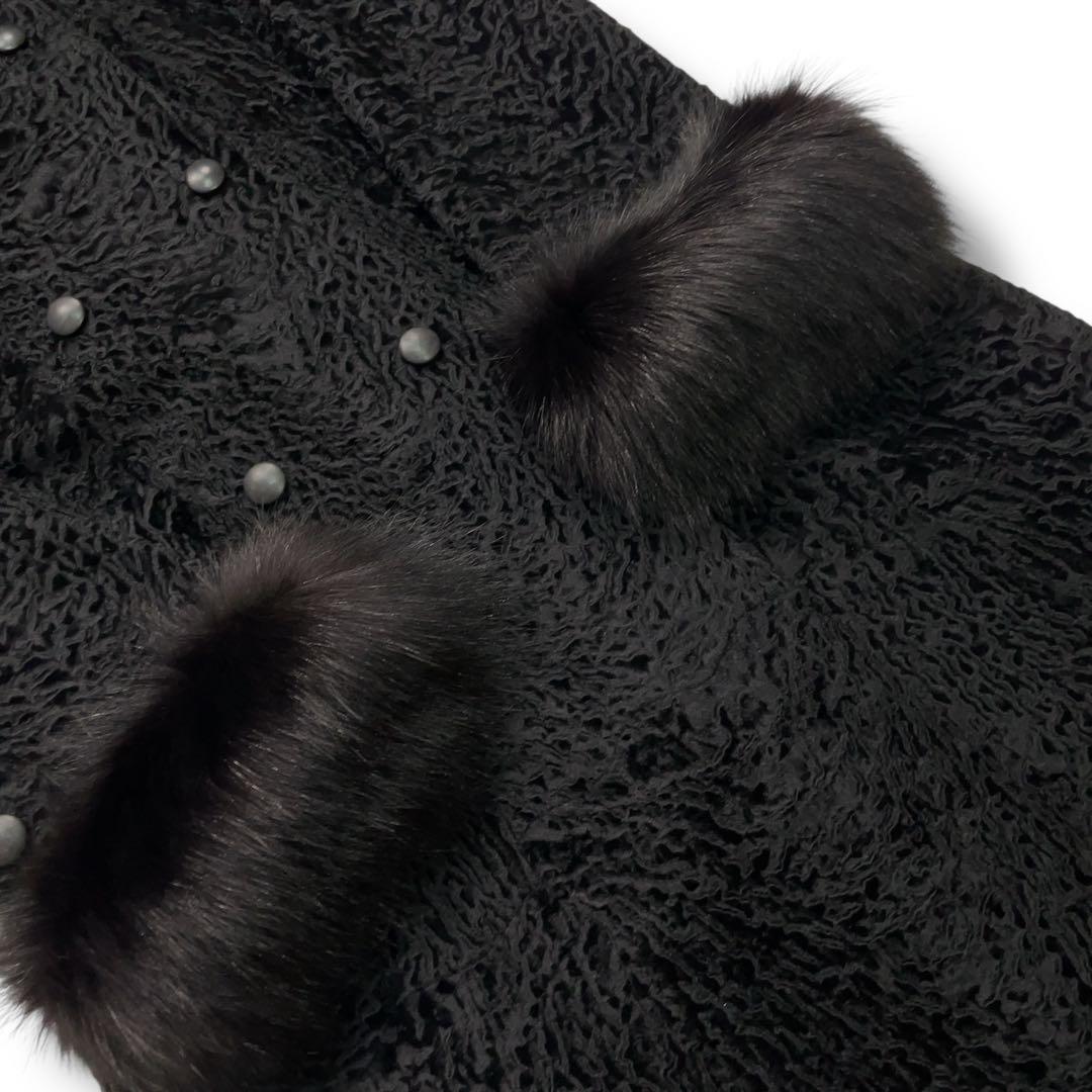 極美品 ERIFORT ペルシャンラム リアルファー ロングコート ブラック M