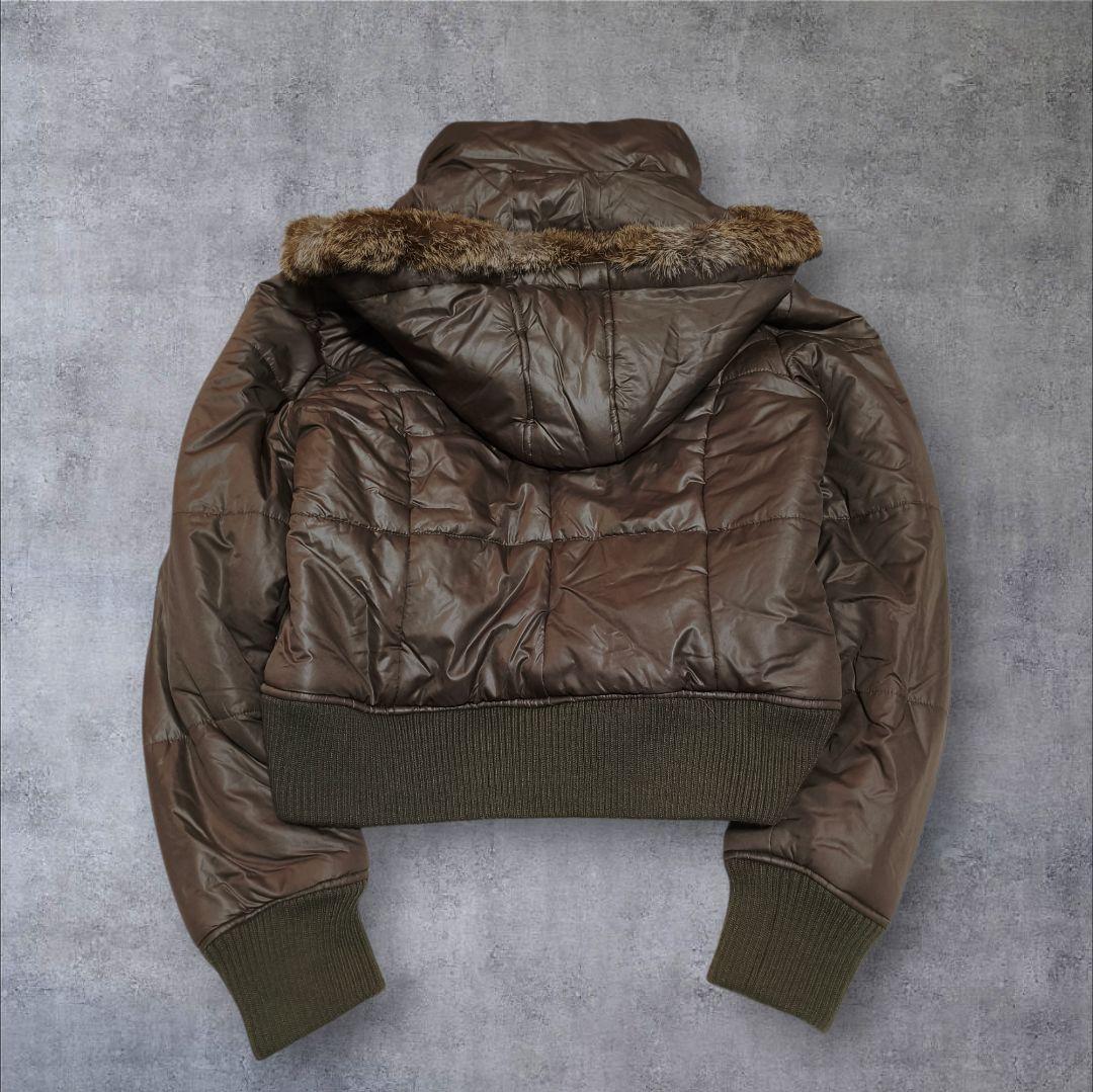 00s ファー 中綿ダウンジャケット y2k リブ 平成ギャル グランジ