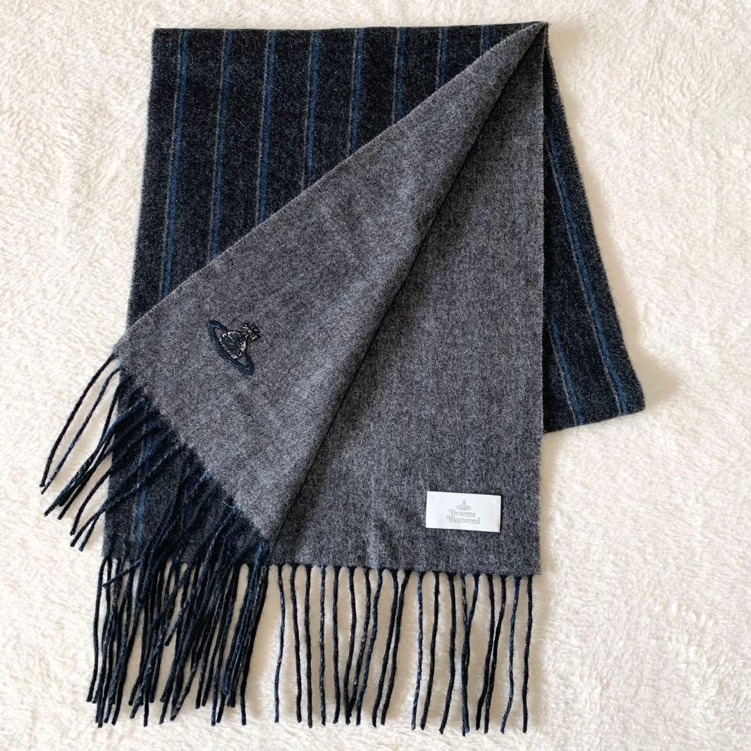 【極美品】ヴィヴィアンウエストウッド　カシミヤ100% マフラー　オーブ刺繍