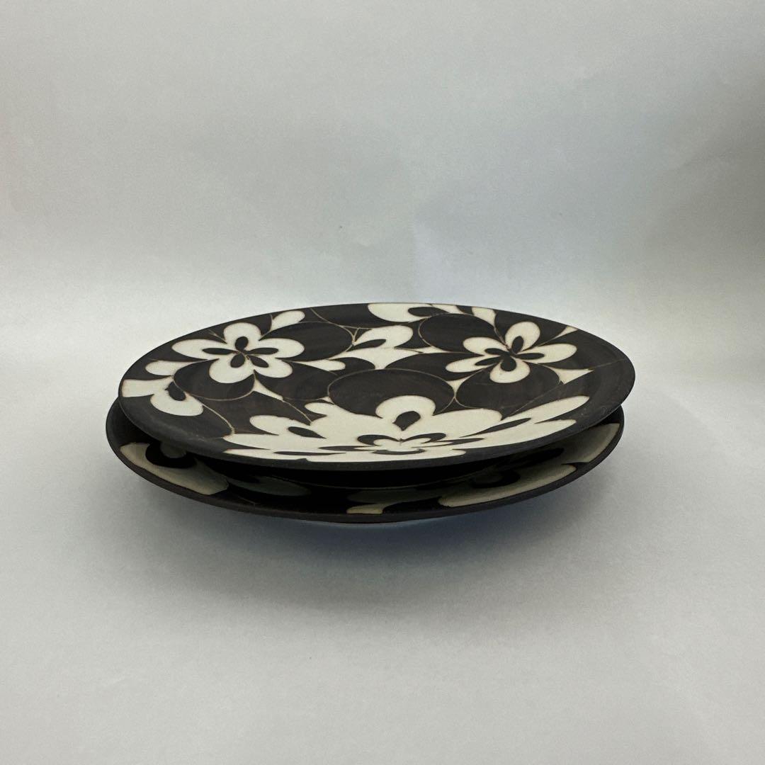 伊藤剛俊　花柄掻き落としシリーズ中皿２枚セット