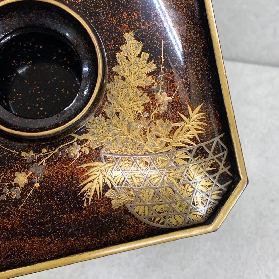 盃台 三ツ盃 台付 松竹梅 漆器 酒器 蒔絵 金彩 正月 祝