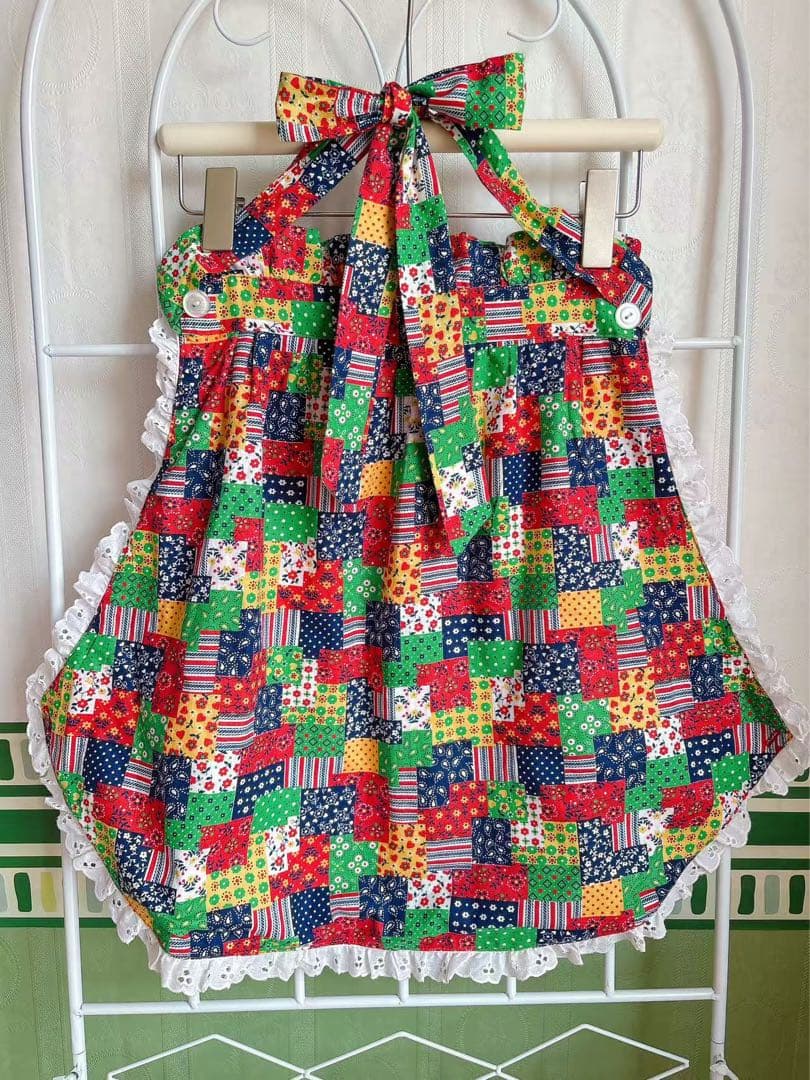 ヴィンテージ　Vintage カラフル　パッチワークエプロン　レア