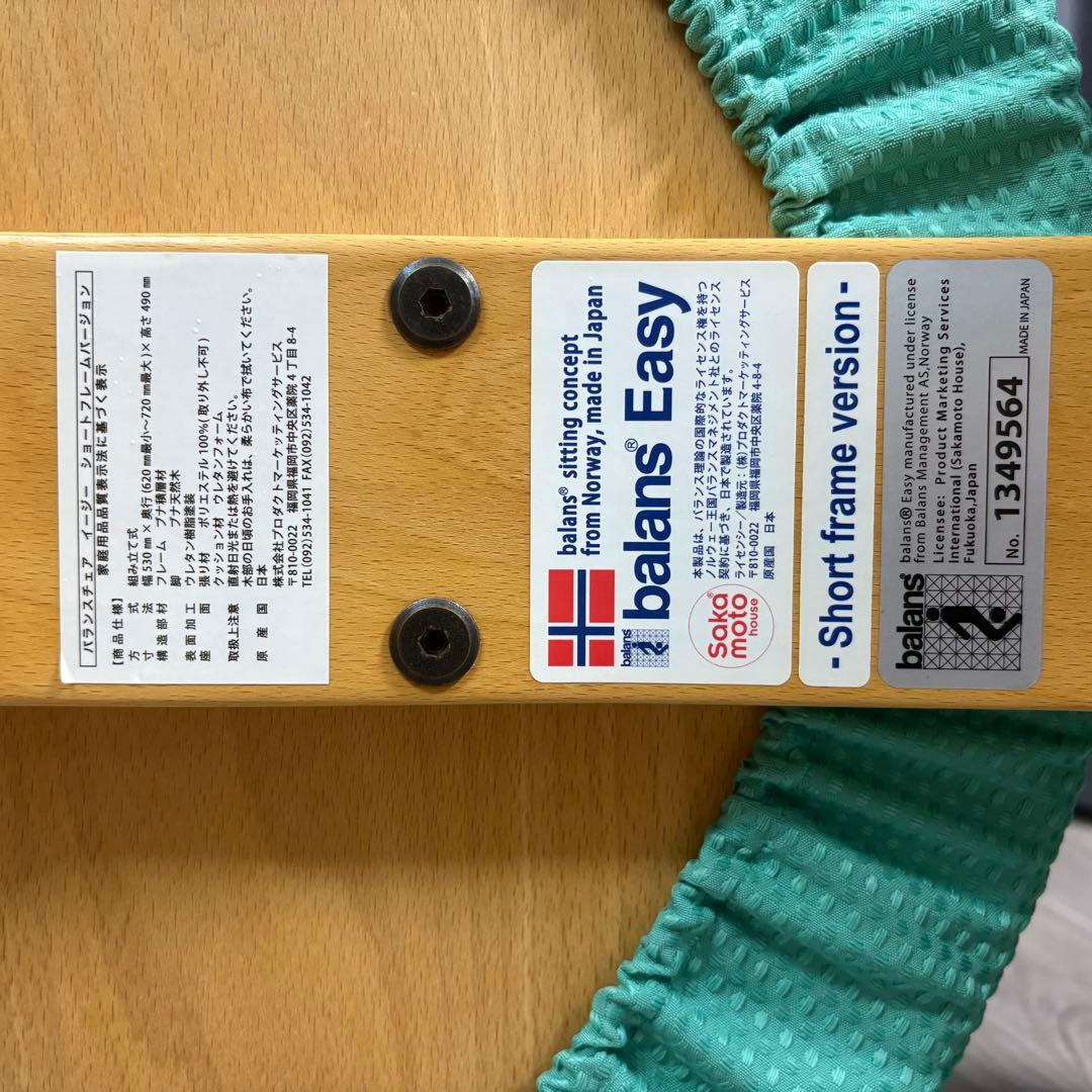 Balans Easy バランスチェア　サカモトハウス 水色　カバー付