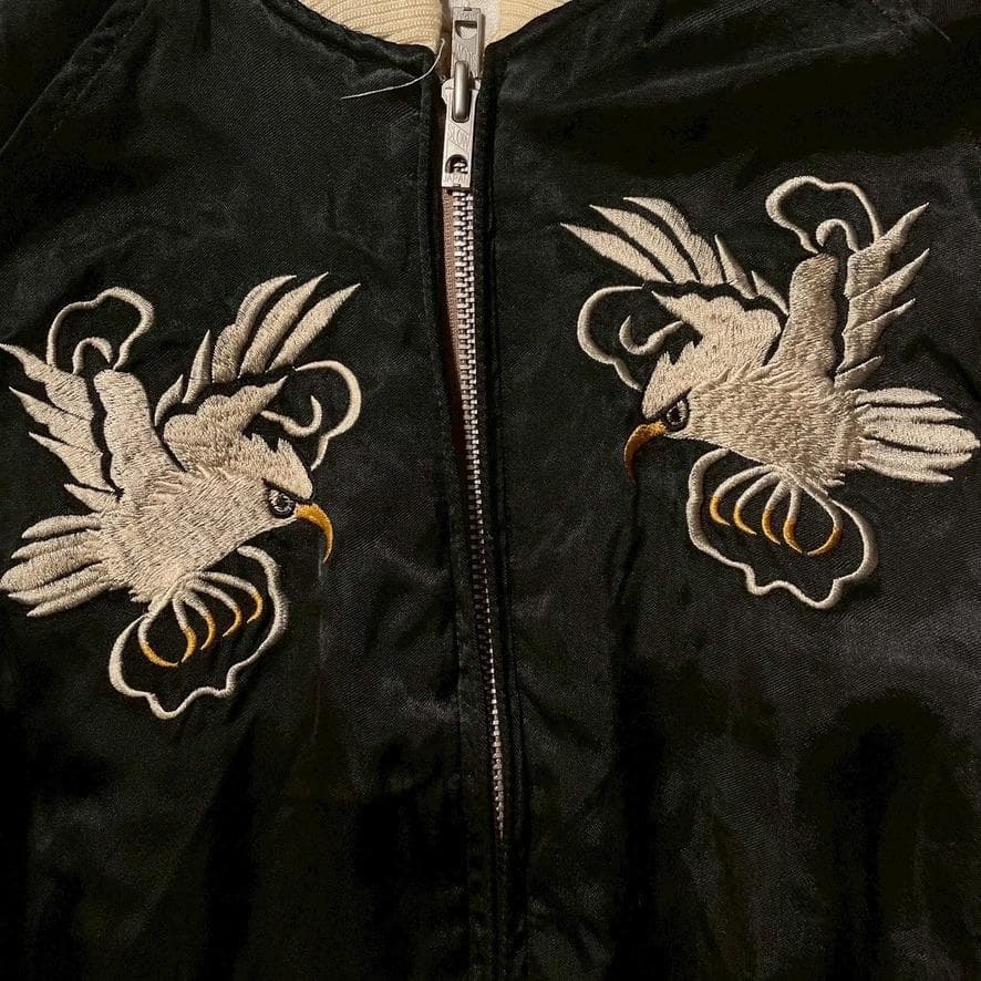 【ティー】花旅楽団 SCRIPT スカジャン リバーシブル 大阪 虎 鷲