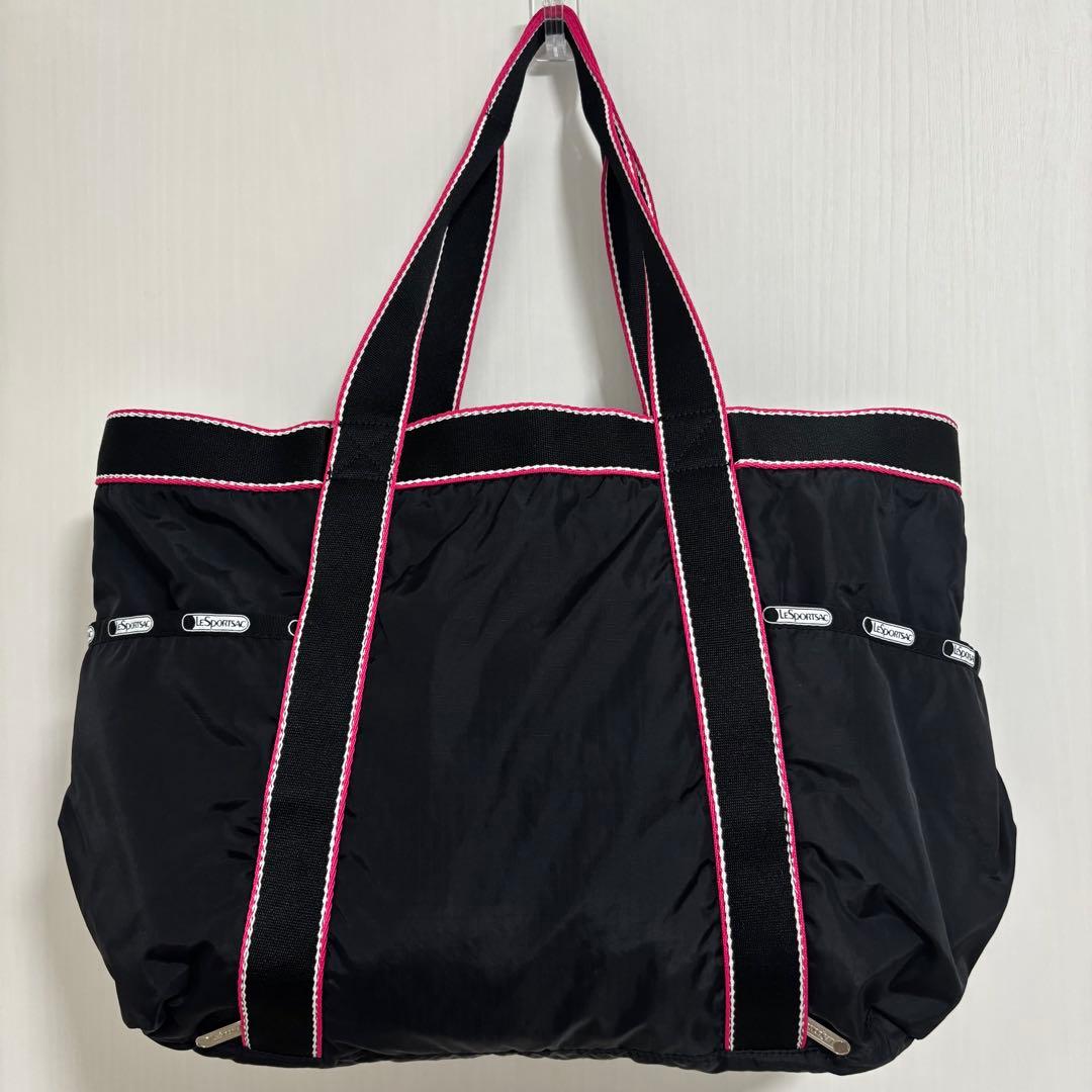【極美品】LeSportsac レスポートサック 黒×ピンク トートバッグ