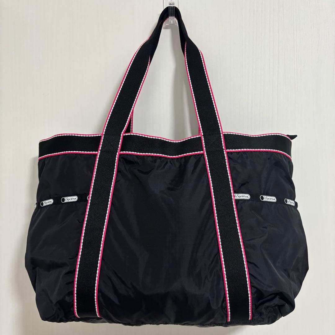 【極美品】LeSportsac レスポートサック 黒×ピンク トートバッグ