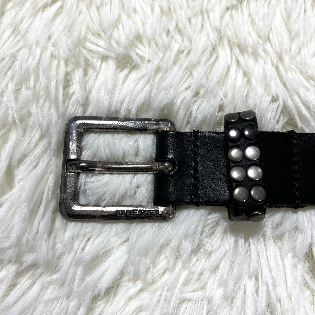 【希少・極上】DIESEL ディーゼル スタッズ ベルト 本革 イタリア製