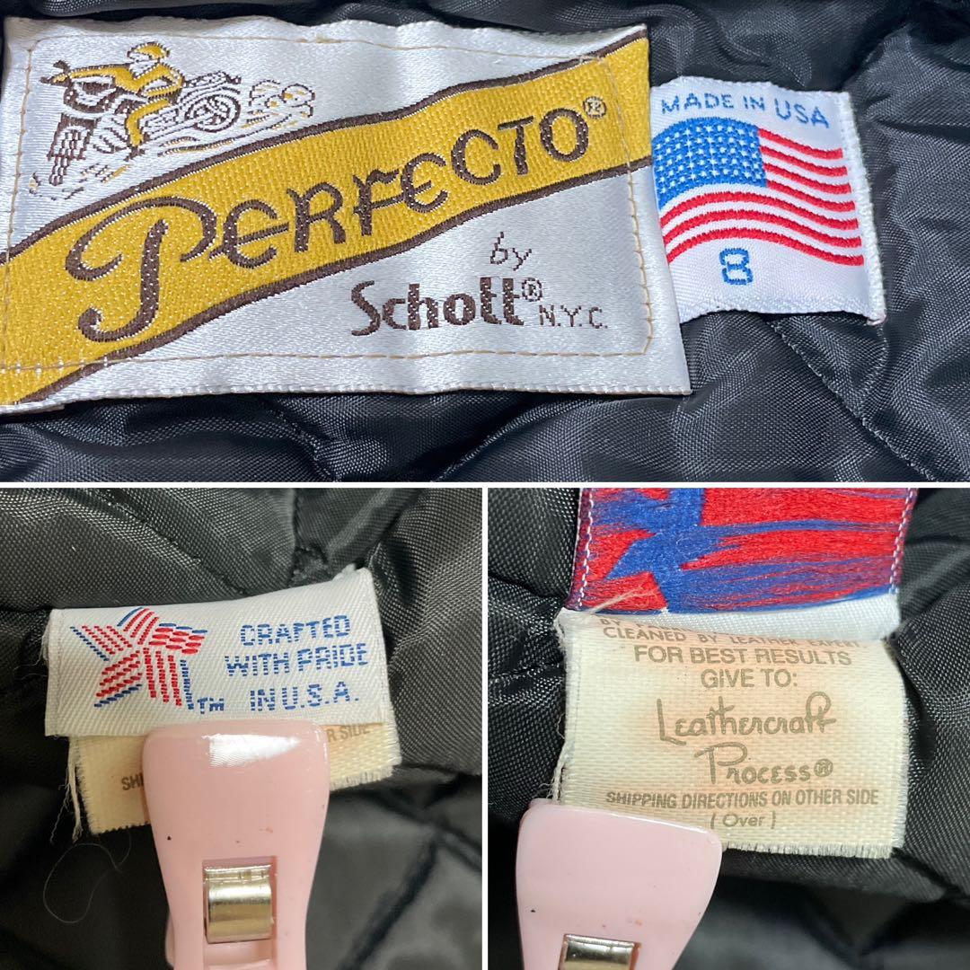 【美品】SCHOTT ダブルライダースジャケット 短丈 キルティング S