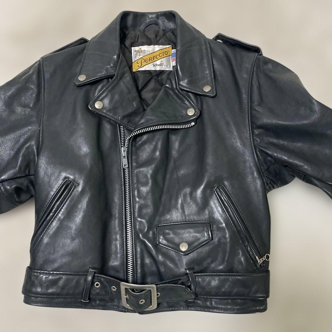 【美品】SCHOTT ダブルライダースジャケット 短丈 キルティング S