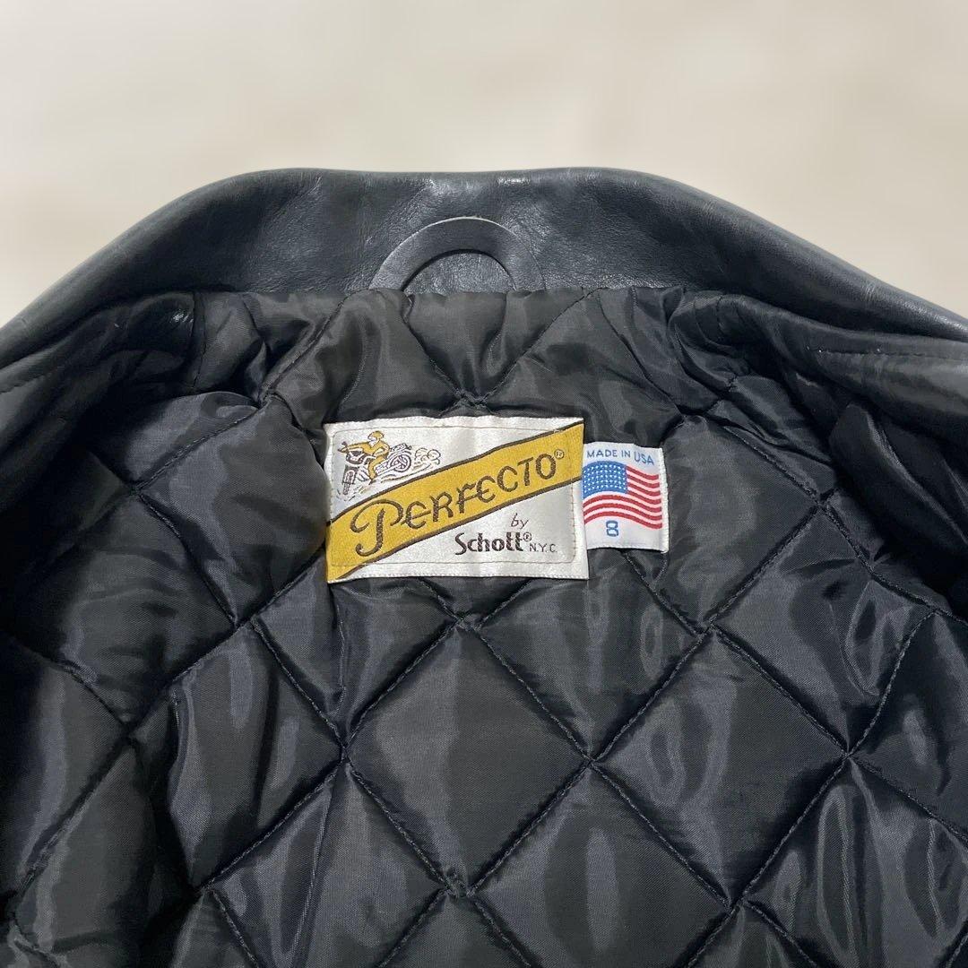 【美品】SCHOTT ダブルライダースジャケット 短丈 キルティング S