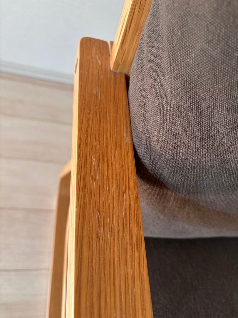 無印良品リビングでもダイニングでも使える　ソファチェア　オーク材　①
