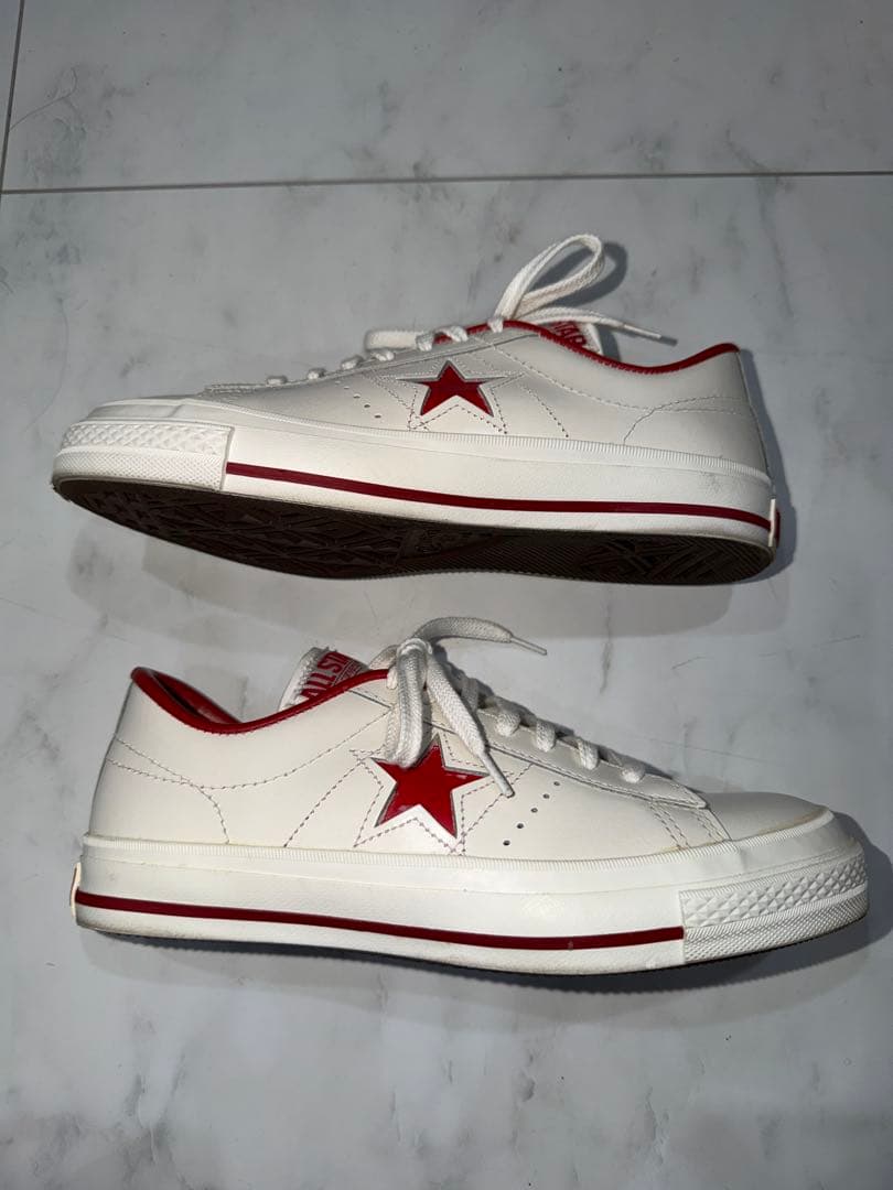 最終価格　ワンスター　レザー　コンバース　オールスター　レッド　24cm