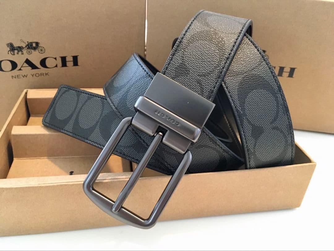 SALE♪コーチ　新品　リバーシブルベルト　馬車バックルセット