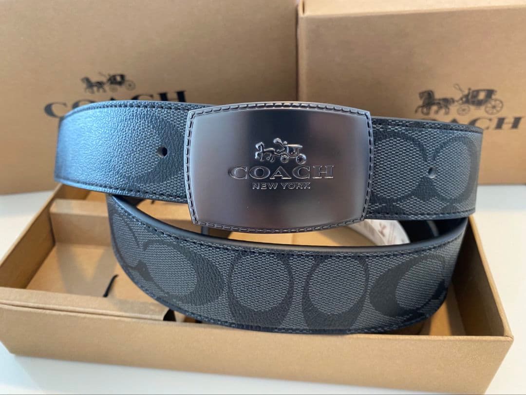 SALE♪コーチ　新品　リバーシブルベルト　馬車バックルセット