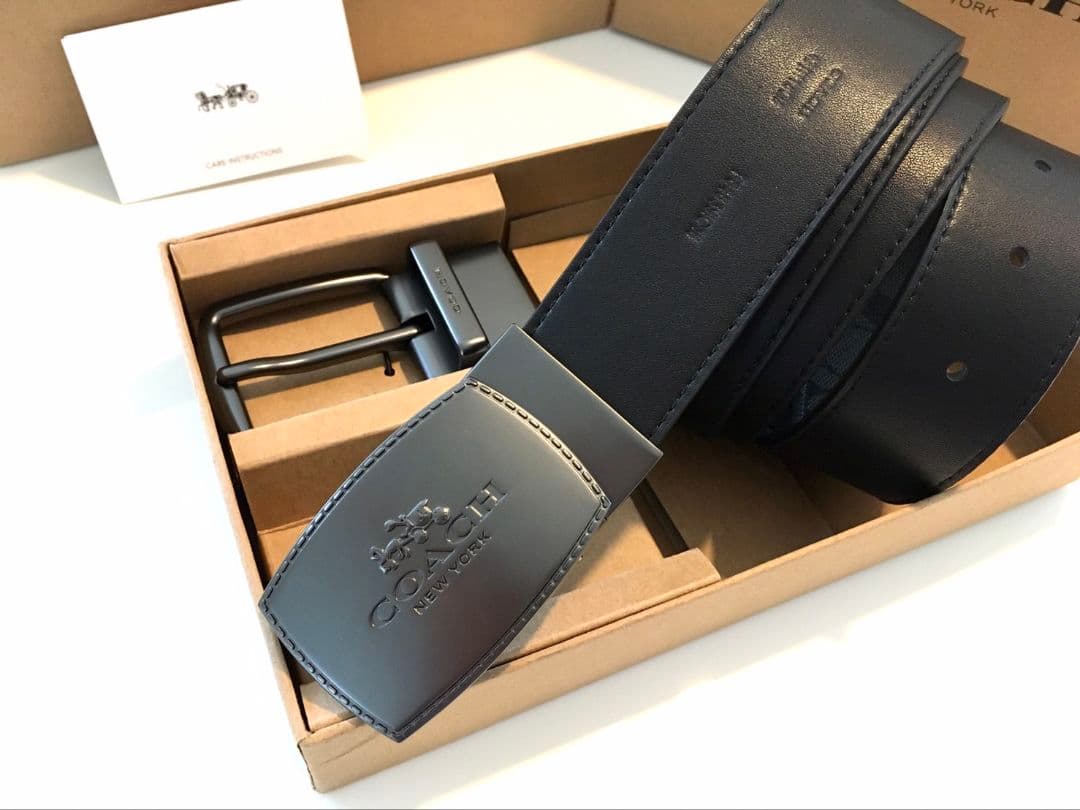 SALE♪コーチ　新品　リバーシブルベルト　馬車バックルセット