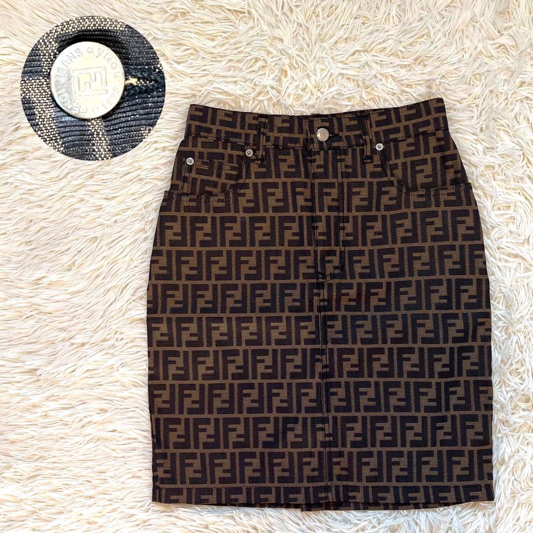 【未使用に近い】フェンディ タイトスカート ズッカ柄 30インチ