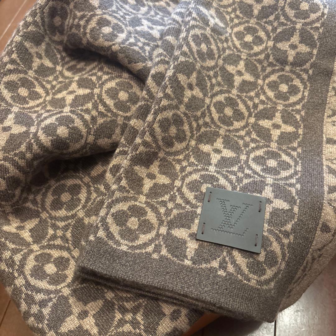 Louis Vuitton カシミヤ、モノグラムマフラー ベージュ/ブラウン
