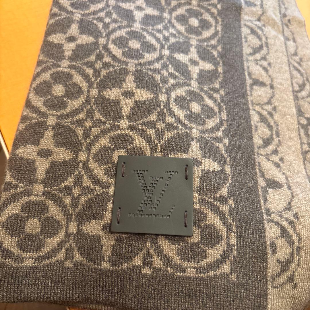 Louis Vuitton カシミヤ、モノグラムマフラー ベージュ/ブラウン