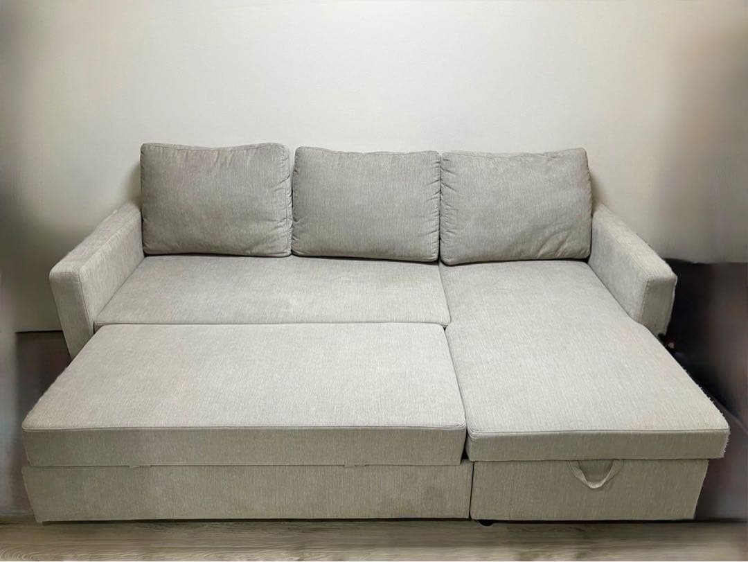 ニトリ 布張りカウチソファーベット(ノアーク2 GY)